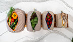 Reusable linen produce bag set for greens, vegetables, berries and mushrooms