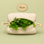 Ambrosia Fresh Herb Bag, a reusable linen produce storage bag for fresh herbs