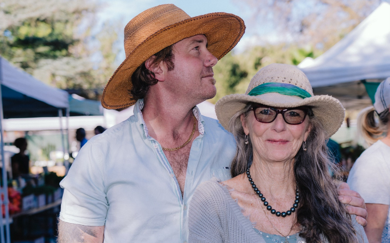 Jan and Jordan at the Ambrosia farmers market stall