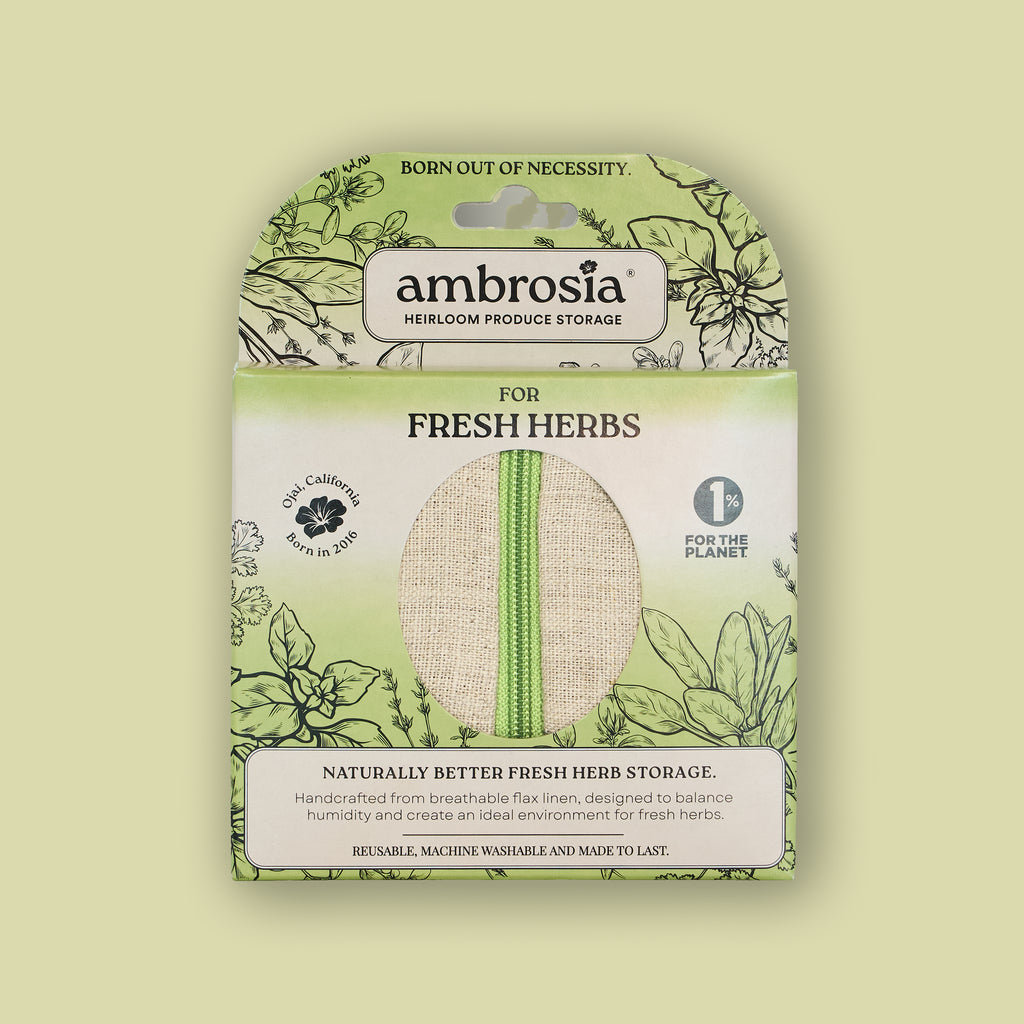 Ambrosia Fresh Herb Bag – reusable linen storage bag for fresh herbs, view 2