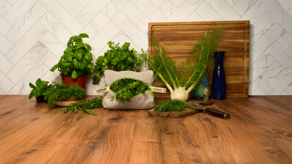Ambrosia Fresh Herb Bag – reusable linen storage bag for fresh herbs, view 5